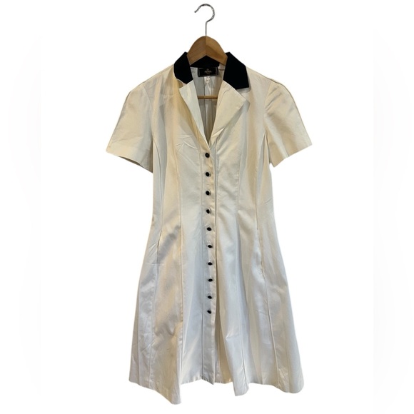 Fendi Dresses & Skirts - Vintage Fendi Dress Pinup Vintage Pockets White Pleated Collared 6